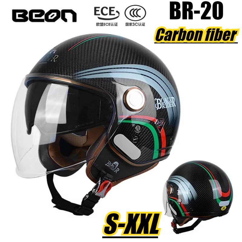 BEON BR-20 Carbon Fiber 3/4 Re – обзор и цена Motorcycle Gear Vintage