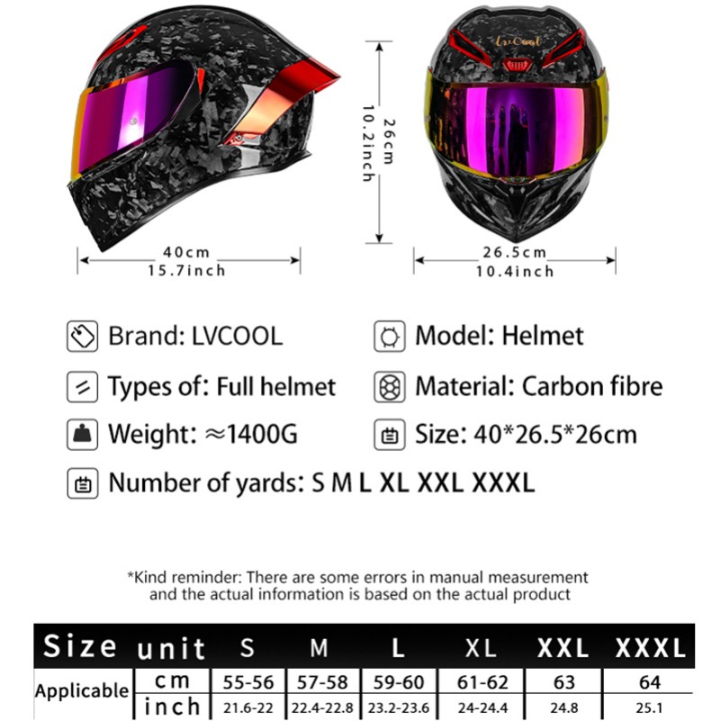 Multi size Carbon fiber materi – обзор и цена Helmet Full Face